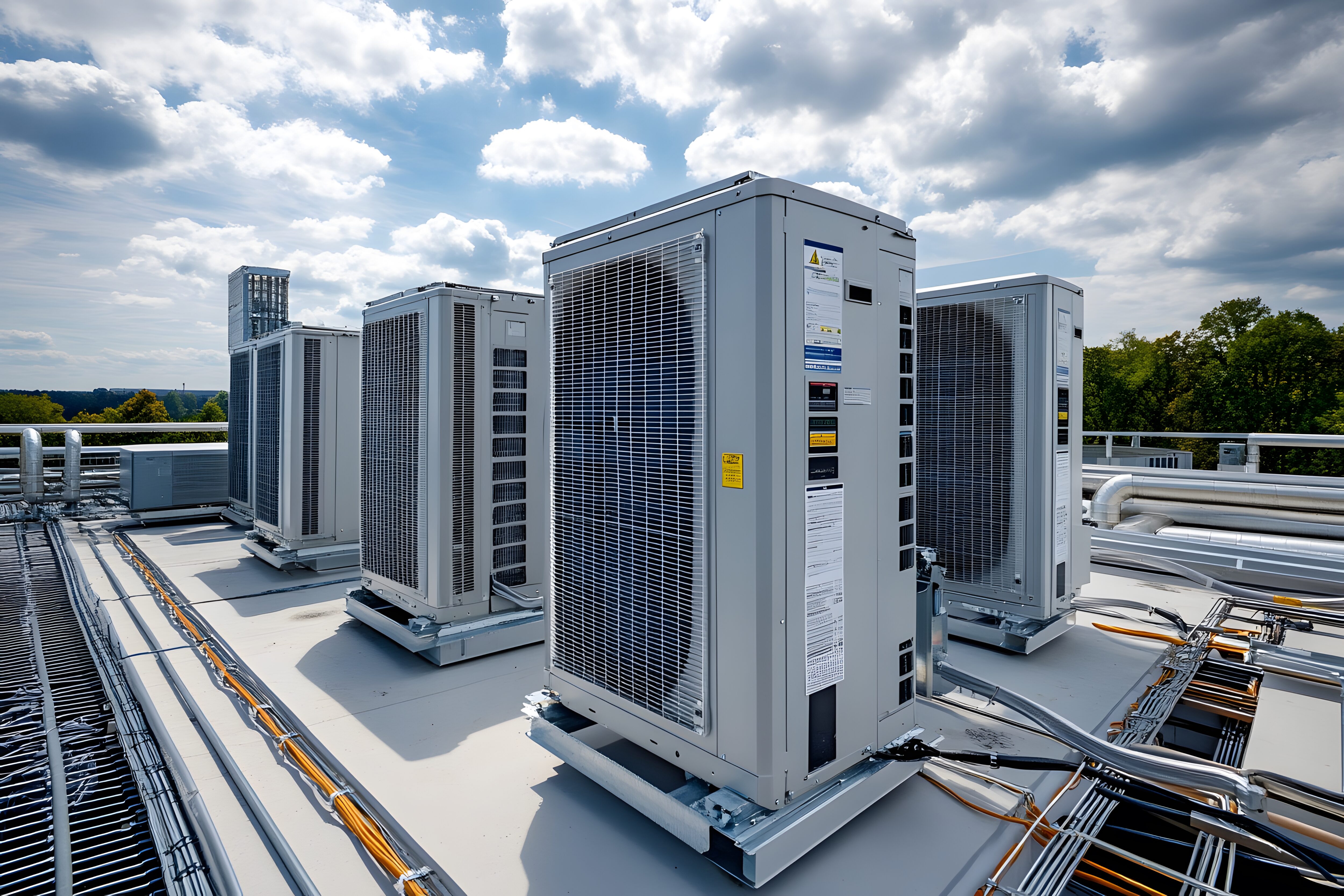 industrial air conditioning units building rooftop hvac systems ventilation equipment outdoor condenser units commercial cooling modern technology climate control scaled